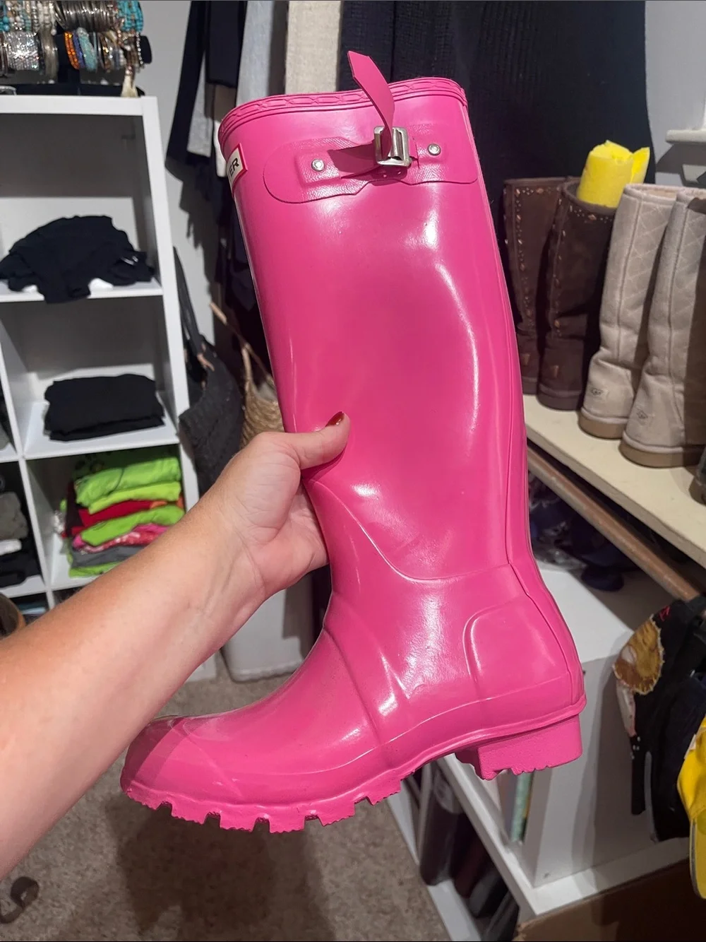 Hunter Women's Hot Pink Gloss Tall Rain Boots
